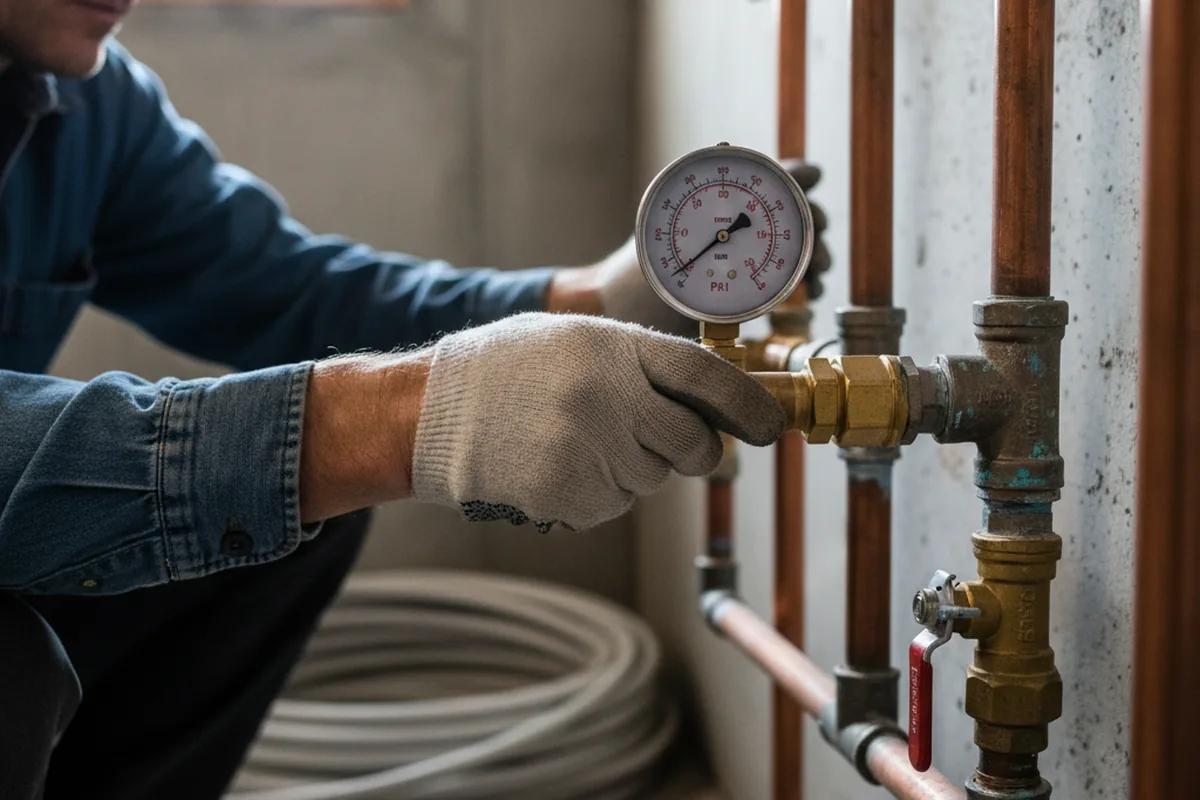 Pressure testing a repaired line during Water Line Repair in Baldwin